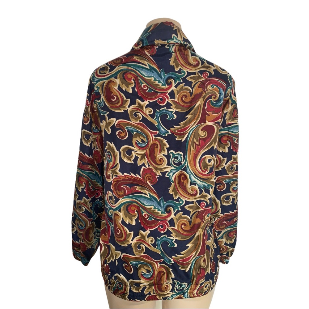 VTG π―% Silk Paisley Sport Coat Light-Weight Bomber Jacket Swirl Pattern - Picture 4 of 6